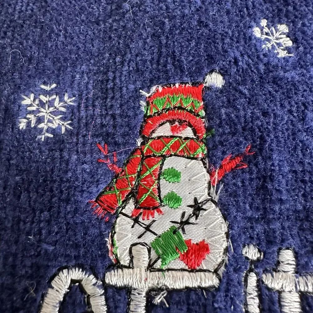 Vintage Trim A Home Christmas Snowman Hand Towel Let It Snow Embroidered